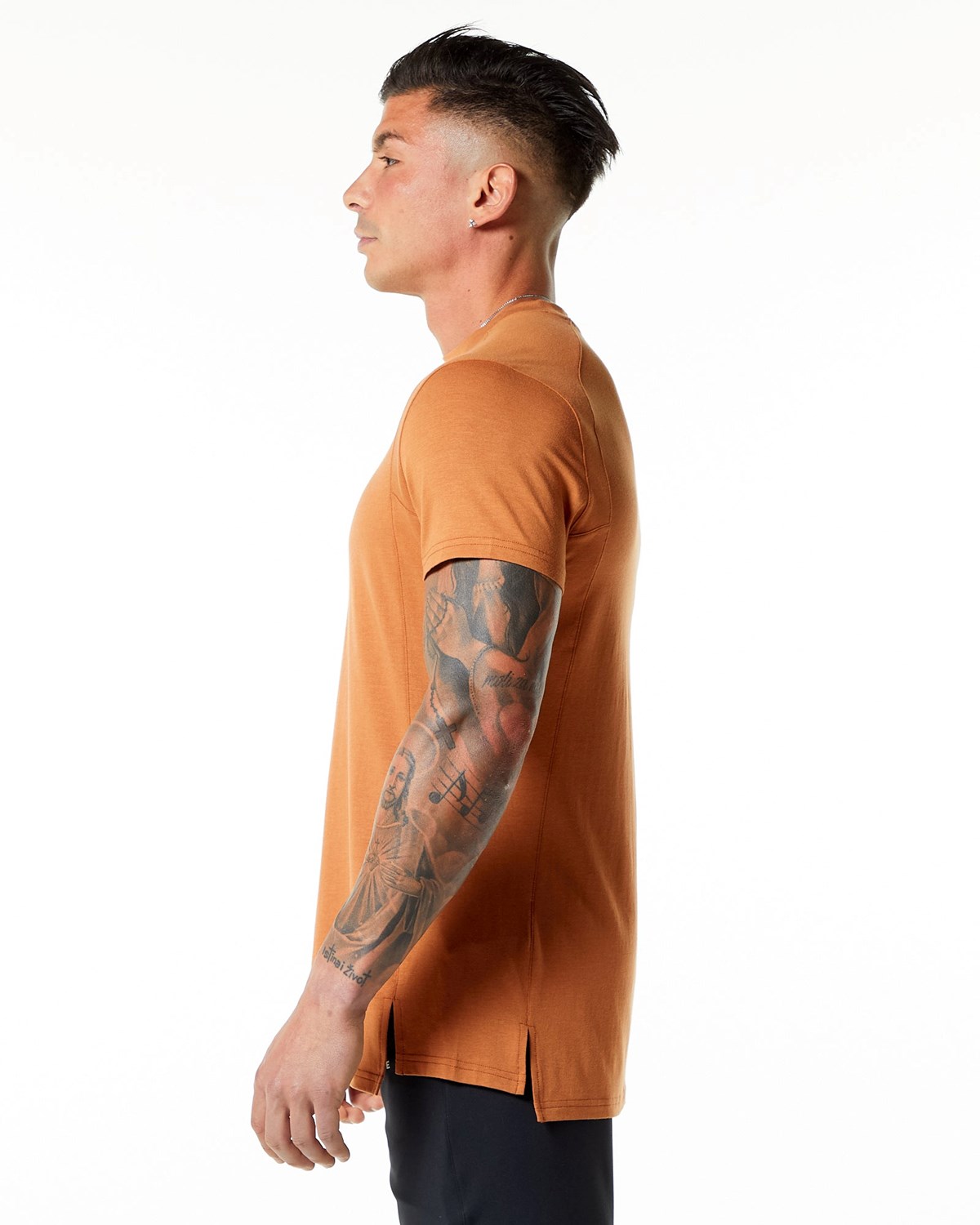 Alphalete High-Neck Premium Corta Sleeve Tee Camel Homme | JSJ-91080174