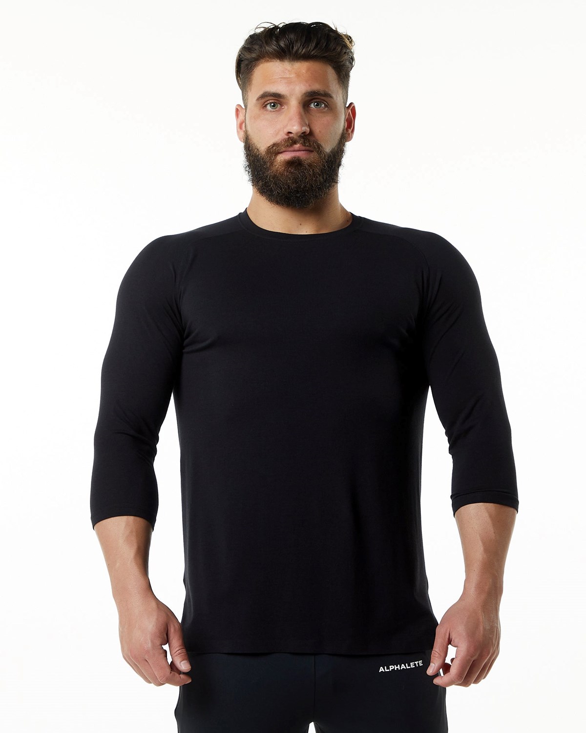 Alphalete Premium 3/4 Sleeve Tee Noir Homme | DEX-11180944