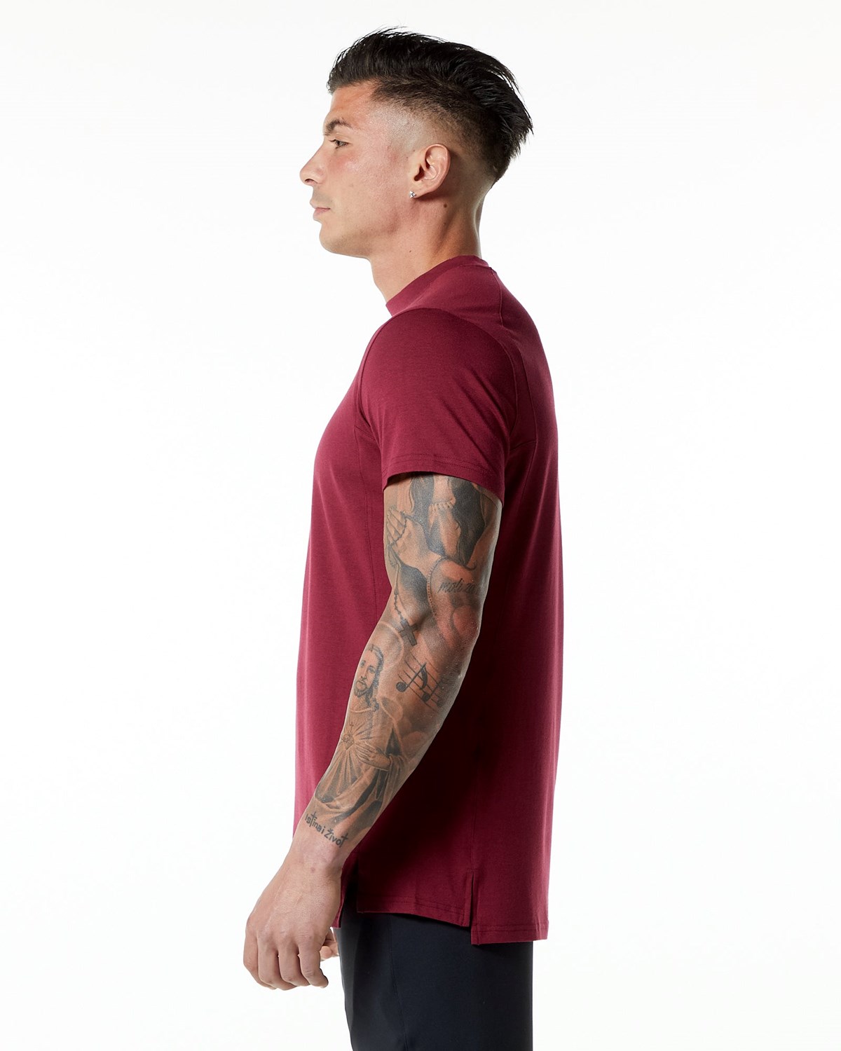 Alphalete High-Neck Premium Corta Sleeve Tee Rouge Homme | UWT-20876996