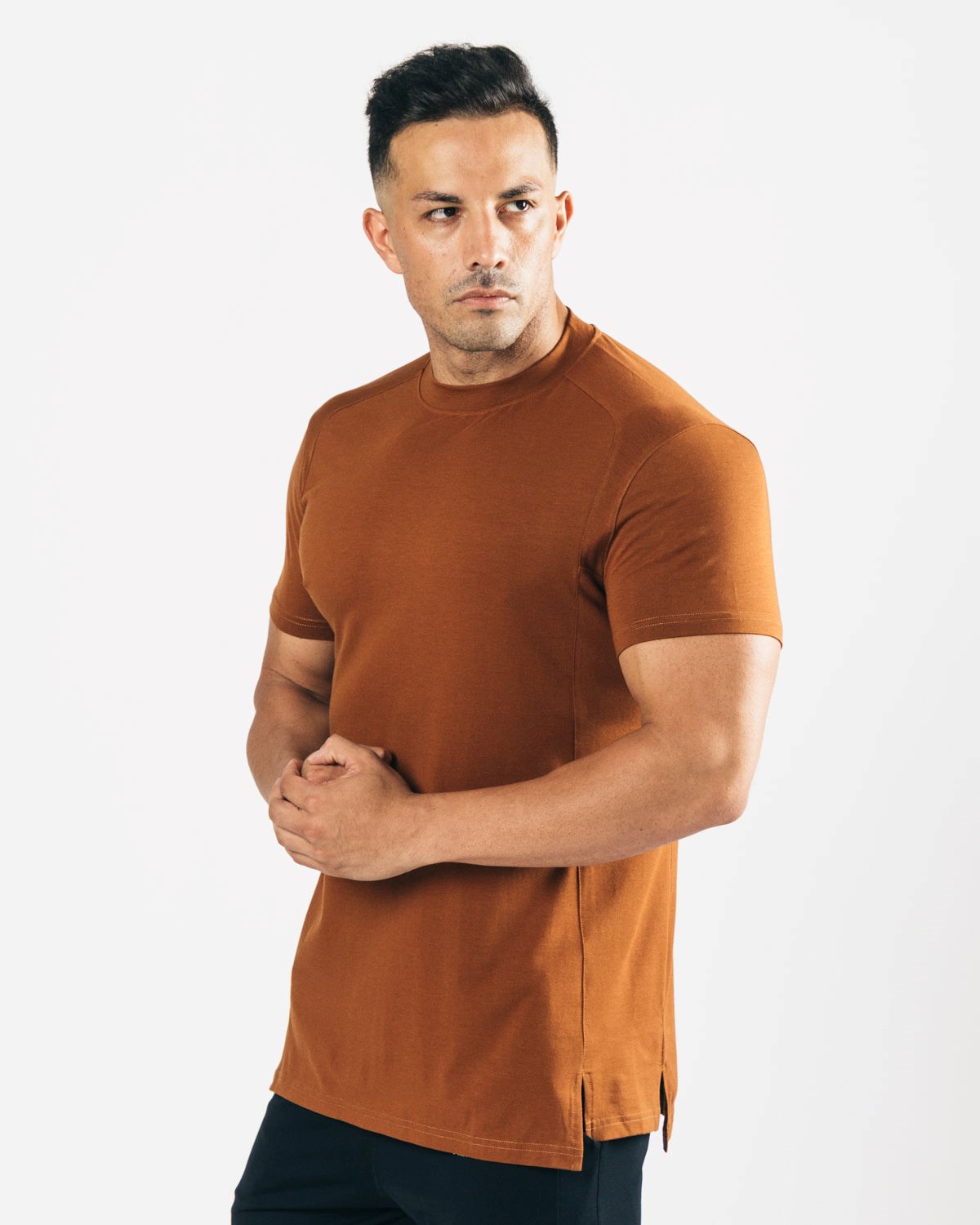 Alphalete High-Neck Premium Corta Sleeve Mahogany Homme | SNI-08778618