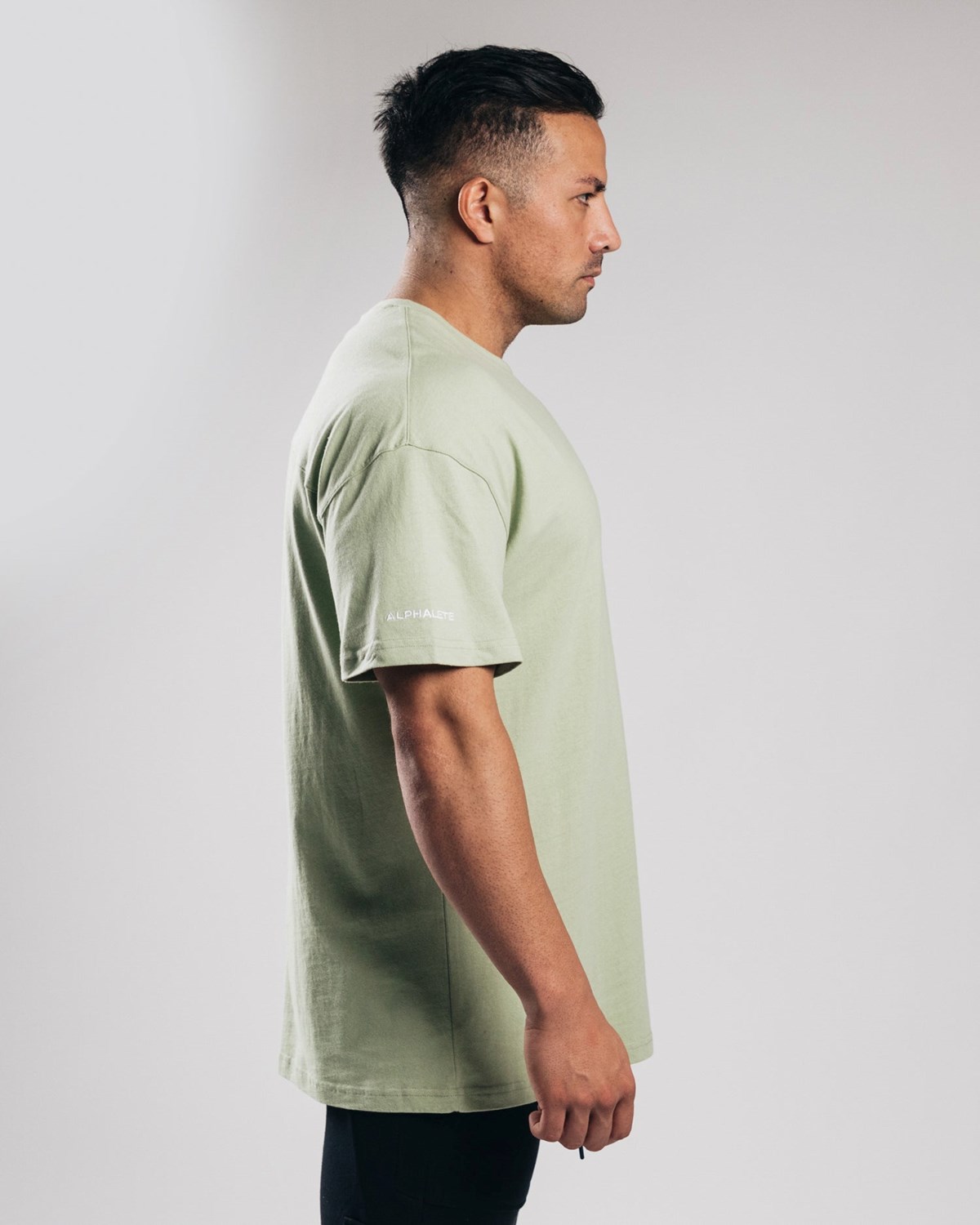 Alphalete Heavy Coton Dropped Shoulder Tee Matcha Homme | VDI-15464273