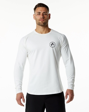 Alphalete Fitted Performance Long Sleeve Blanche Homme | LHD-89566684