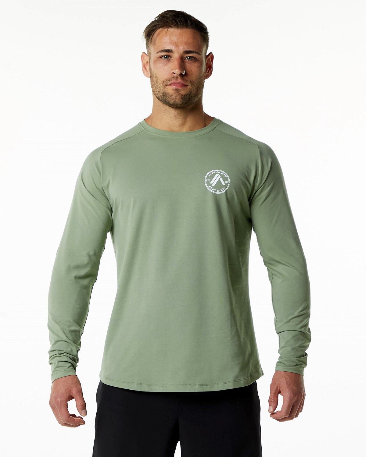 Alphalete Fitted Performance Long Sleeve Sage Homme | NMY-43654959