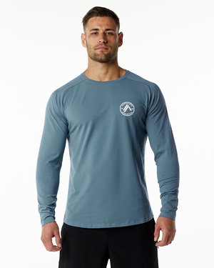 Alphalete Fitted Performance Long Sleeve Bleu Homme | LEB-65557338