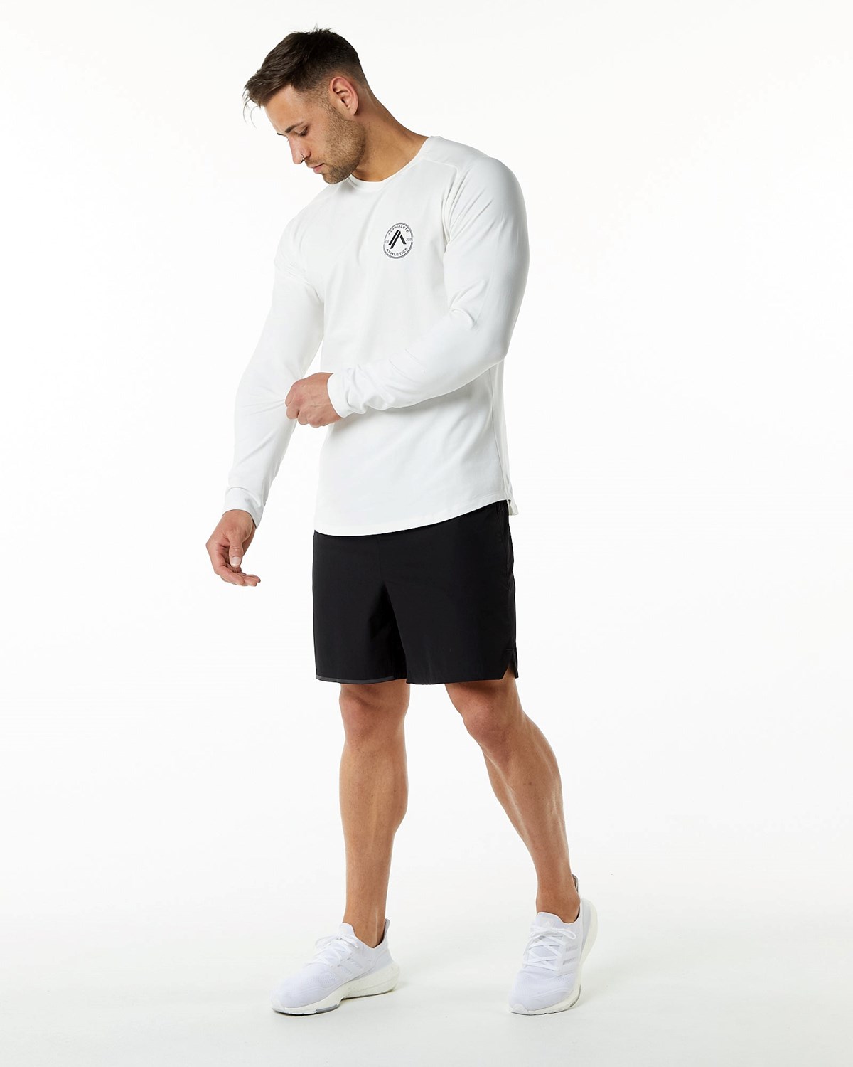 Alphalete Fitted Performance Long Sleeve Blanche Homme | LHD-89566684