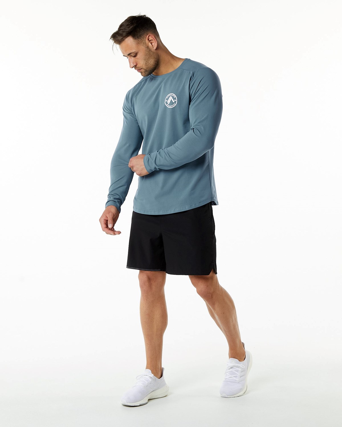 Alphalete Fitted Performance Long Sleeve Bleu Homme | LEB-65557338