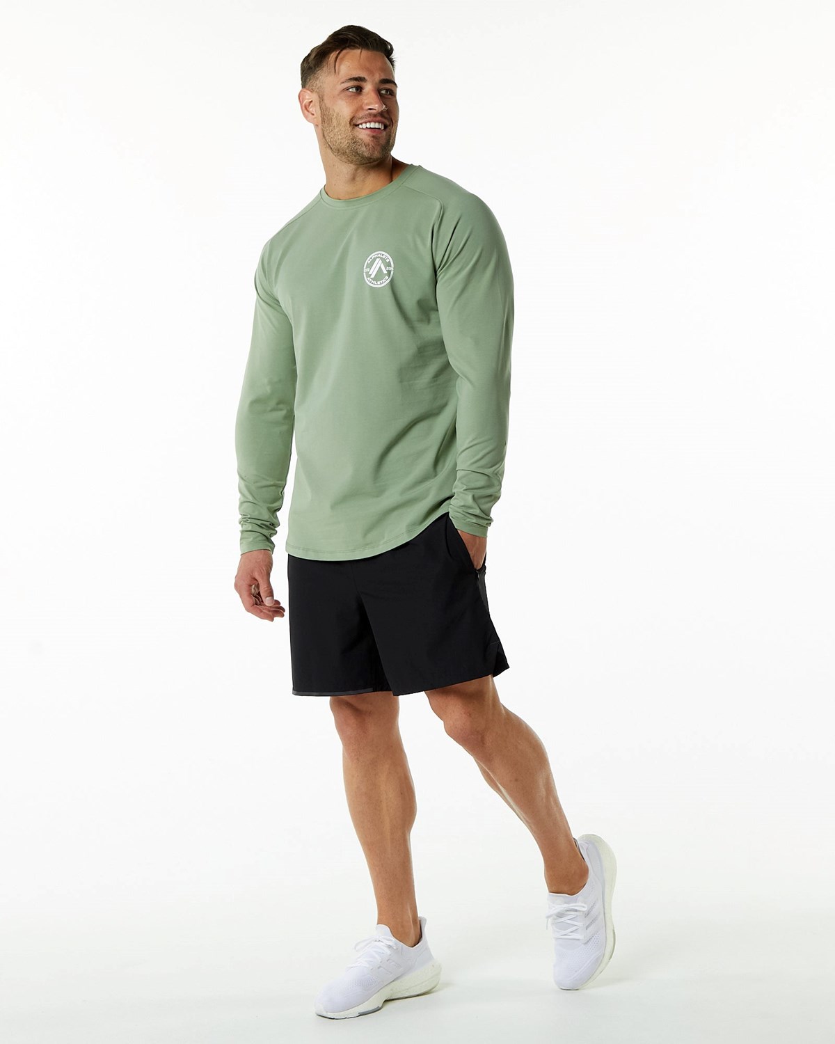 Alphalete Fitted Performance Long Sleeve Sage Homme | NMY-43654959