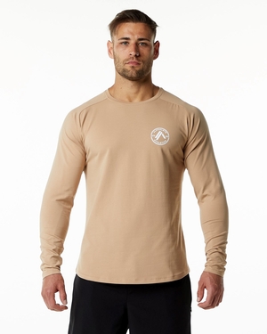 Alphalete Fitted Performance Long Sleeve Taupe Homme | ONN-90549270