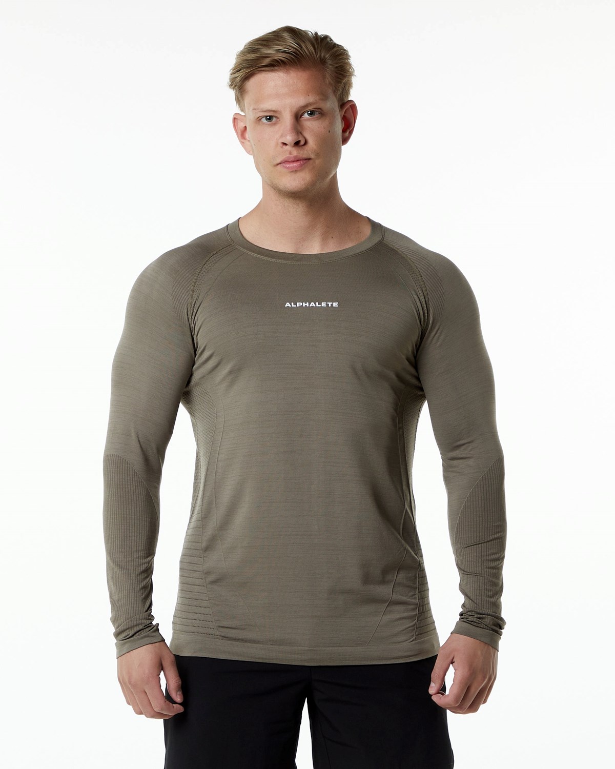 Alphalete High Performance Seamless Long Sleeve Tee Cedar Homme | VKP-57164683