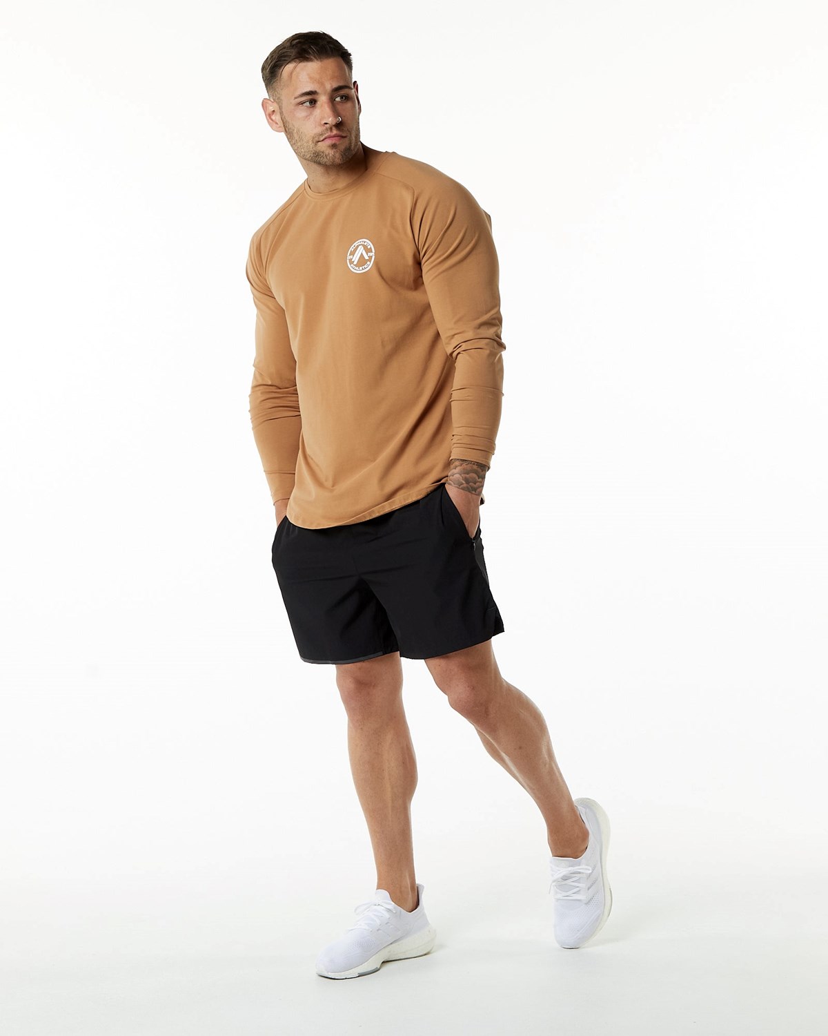 Alphalete Fitted Performance Long Sleeve Rust Homme | SJO-74201190