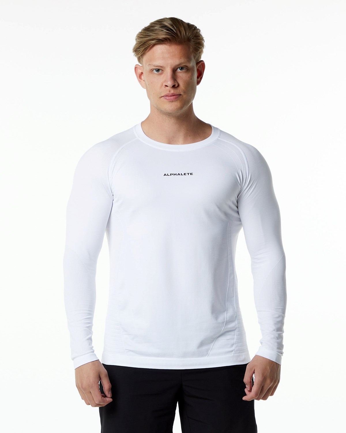 Alphalete High Performance Seamless Long Sleeve Tee Blanche Homme | TTH-87822014