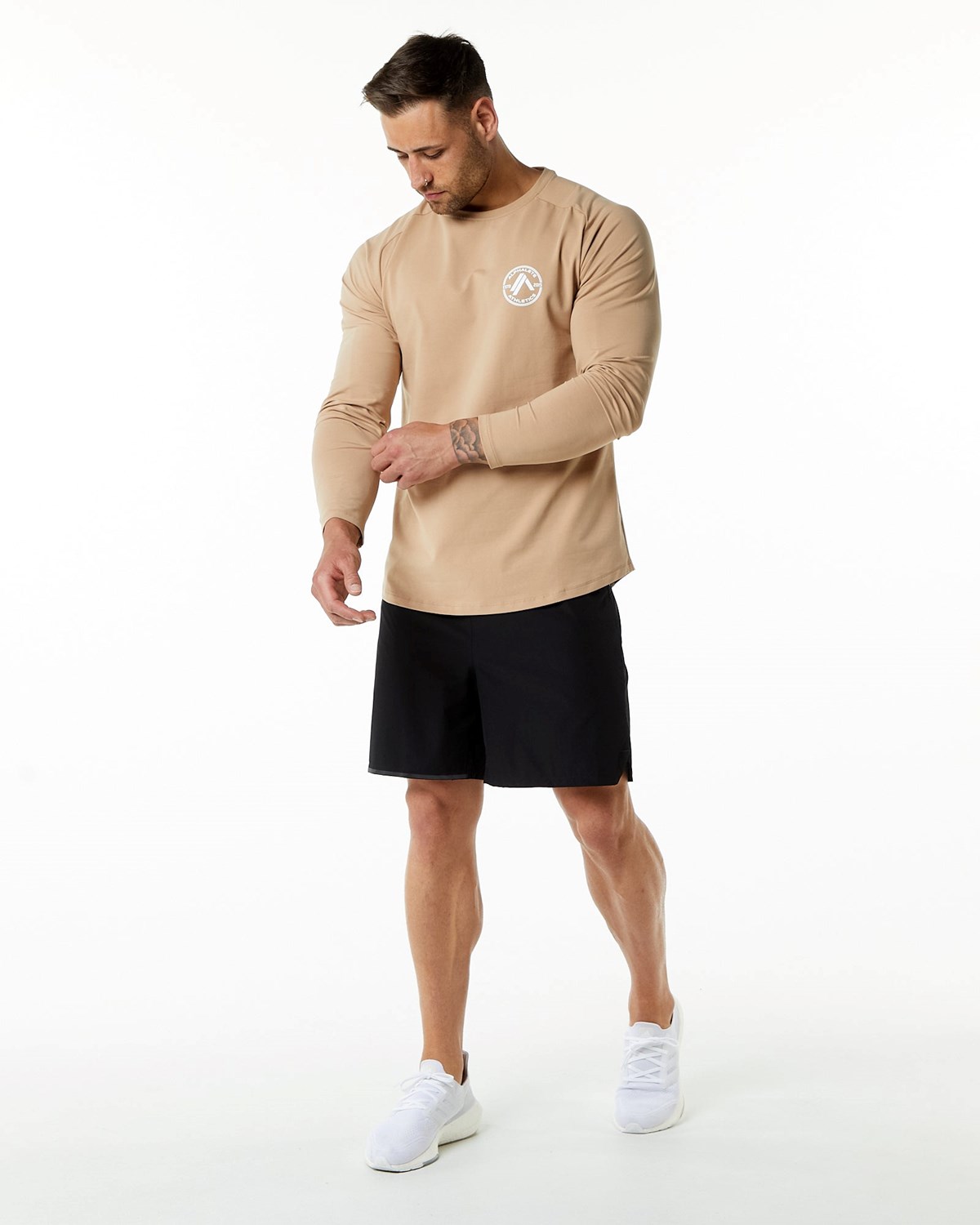 Alphalete Fitted Performance Long Sleeve Taupe Homme | ONN-90549270