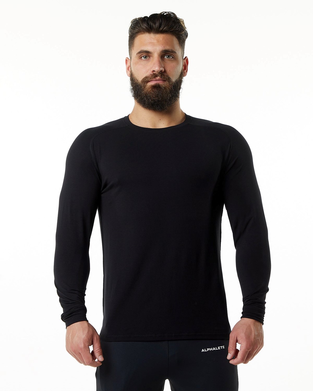 Alphalete Premium Epaulette Long Sleeve Tee Noir Homme | UXC-40261055