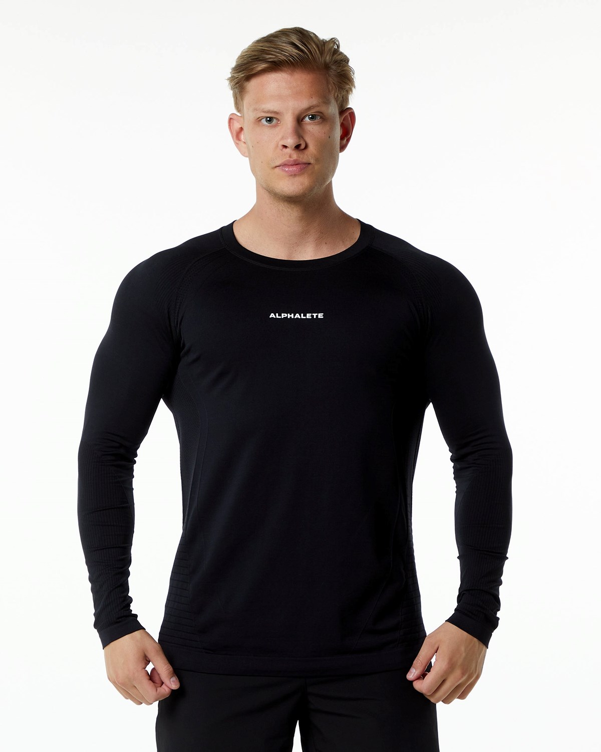 Alphalete High Performance Seamless Long Sleeve Tee Noir Homme | DEU-95558234