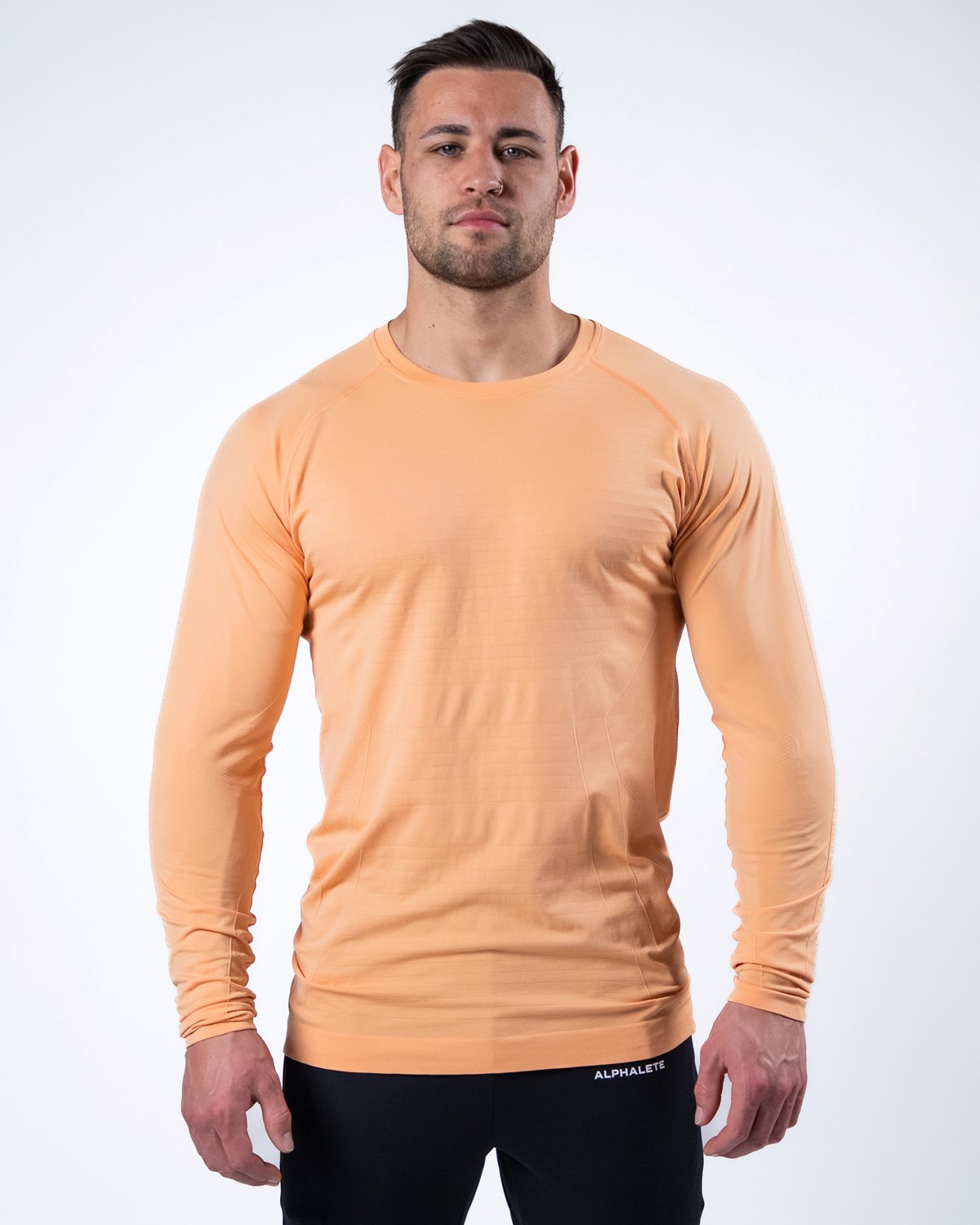 Alphalete High Performance Seamless Long Sleeve Tee Corail Homme | PDA-19034580