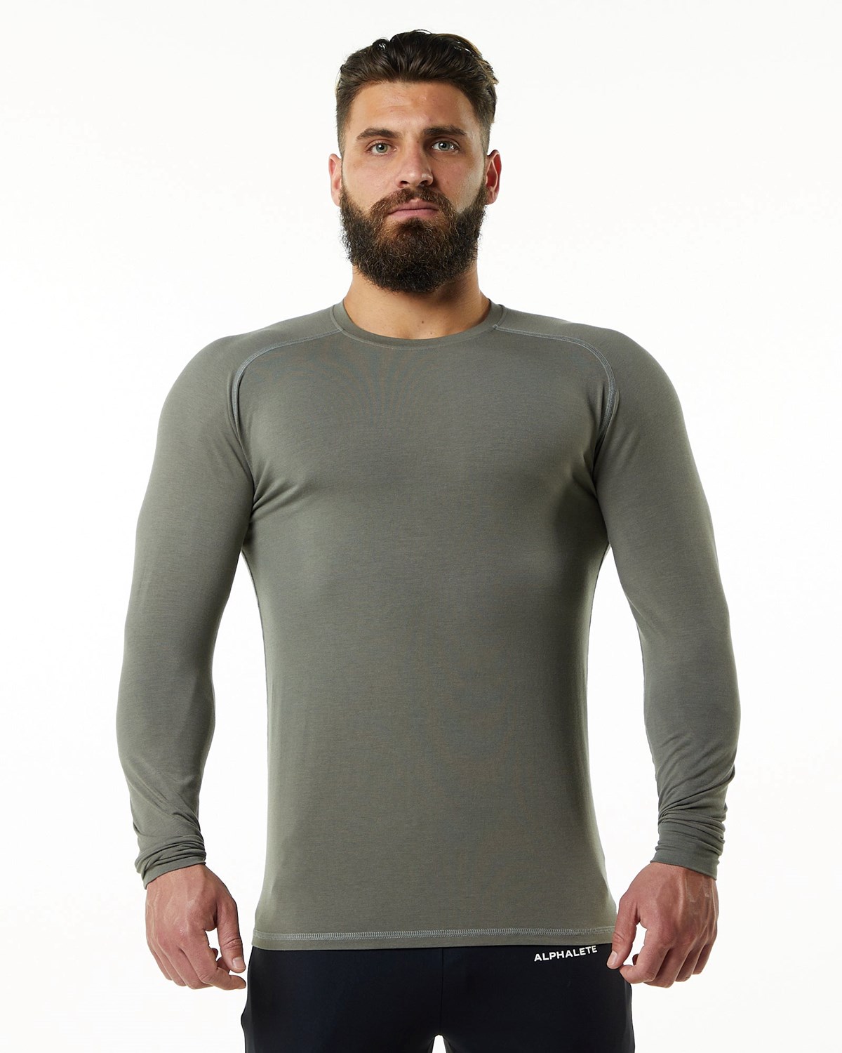 Alphalete Premium Epaulette Long Sleeve Tee Grise Homme | RFO-17737389