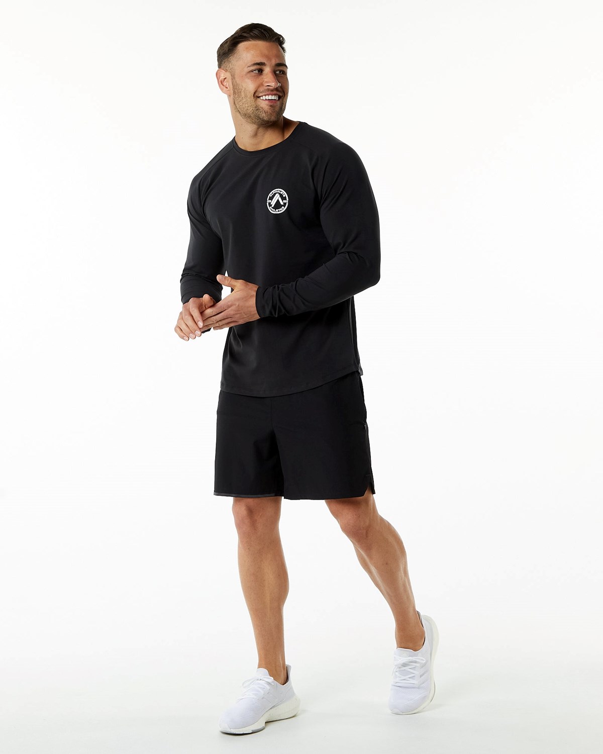 Alphalete Fitted Performance Long Sleeve Noir Homme | RFC-36624451