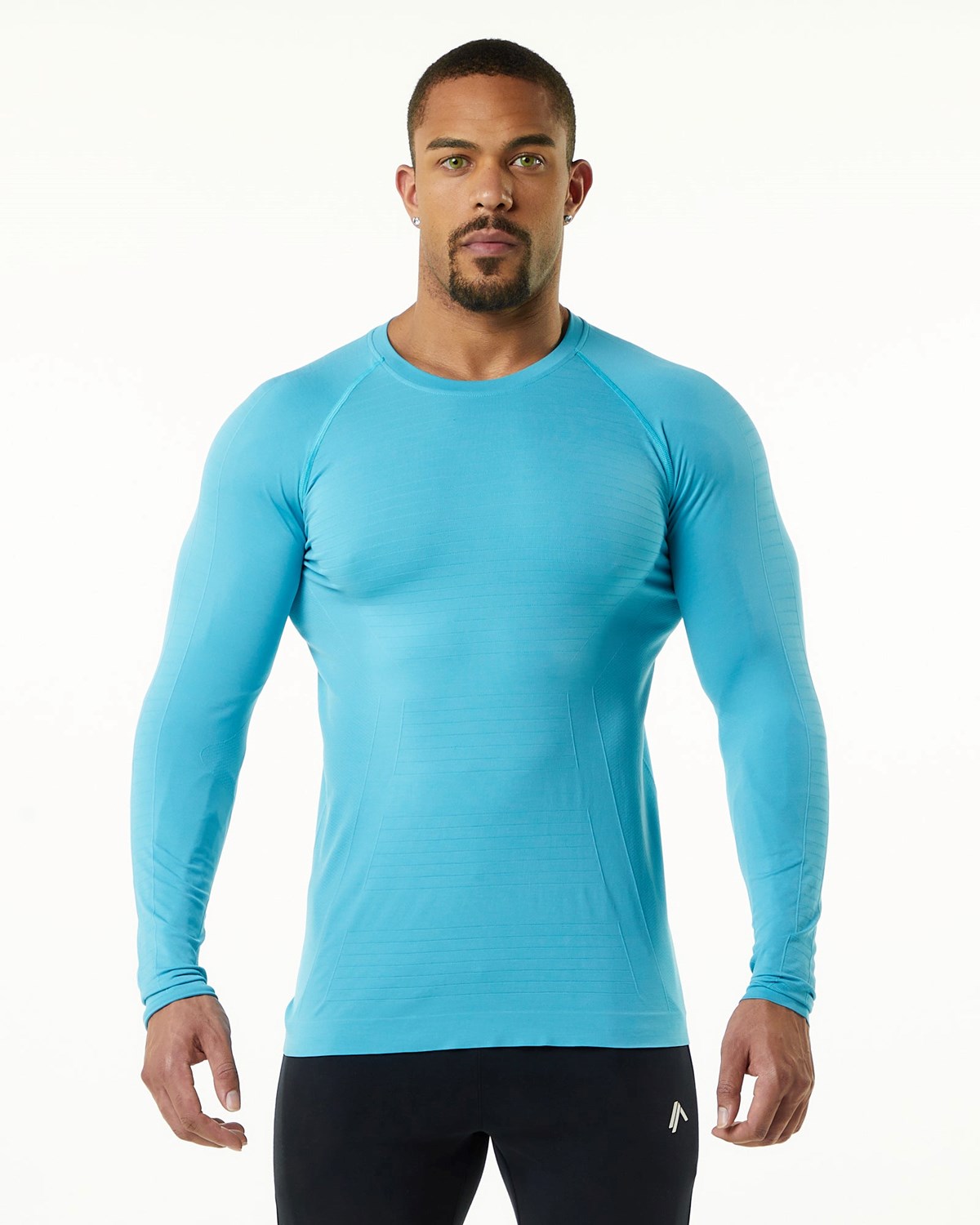 Alphalete High Performance Seamless Long Sleeve Tee Faded Ocean Homme | TIF-06222926