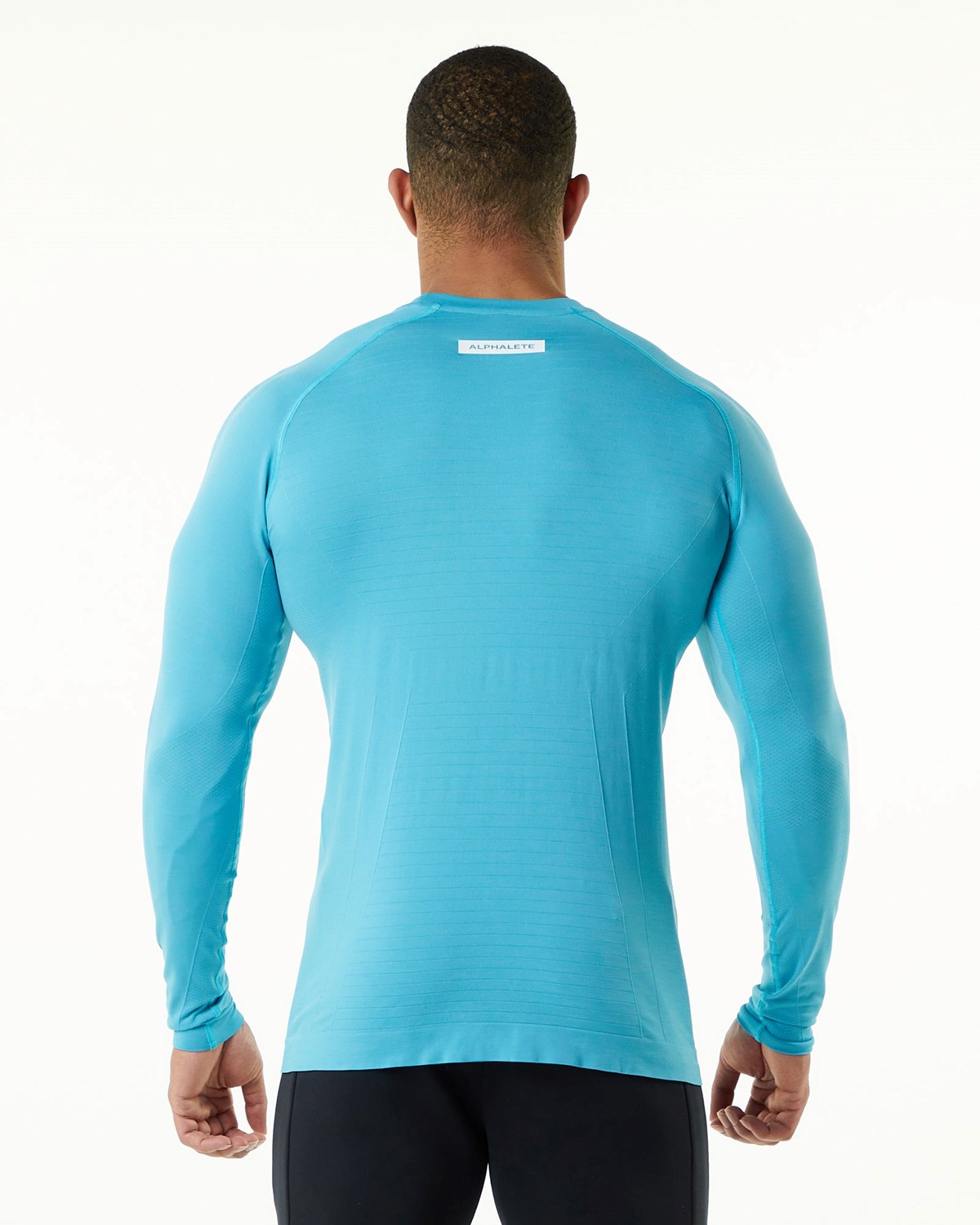 Alphalete High Performance Seamless Long Sleeve Tee Faded Ocean Homme | TIF-06222926