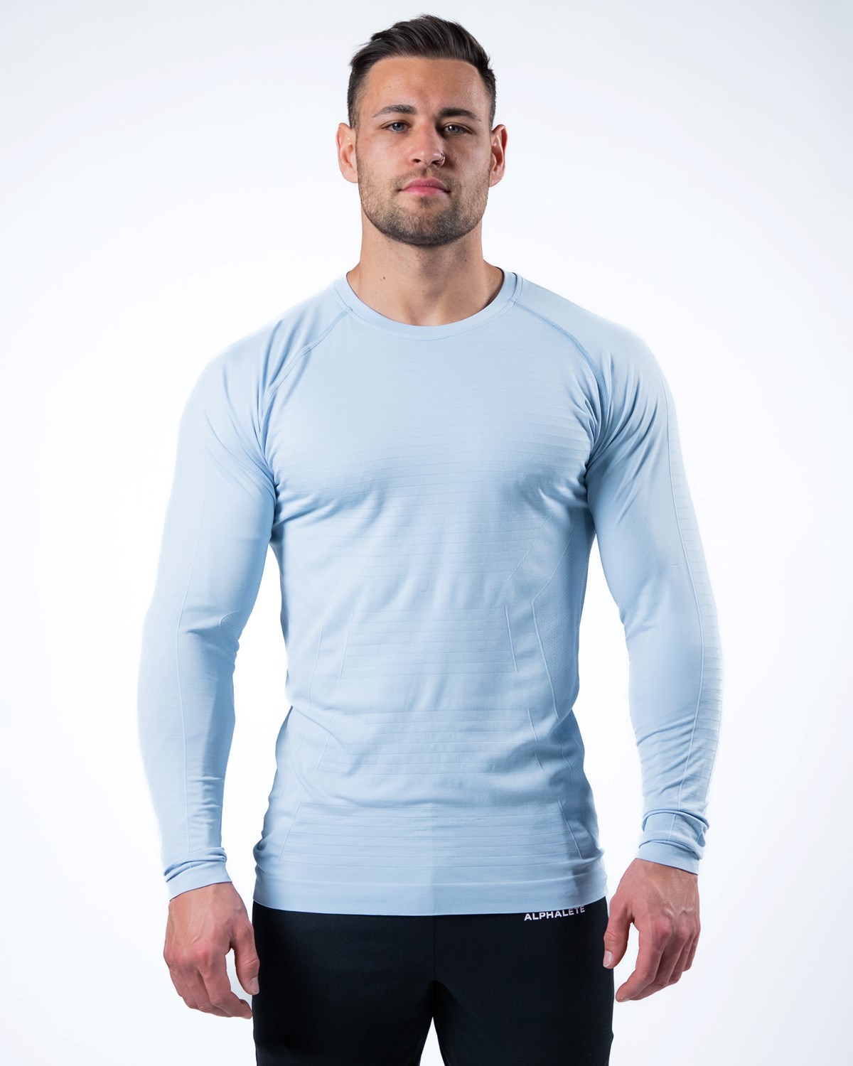 Alphalete High Performance Seamless Long Sleeve Tee Bleu Homme | HHS-49603733