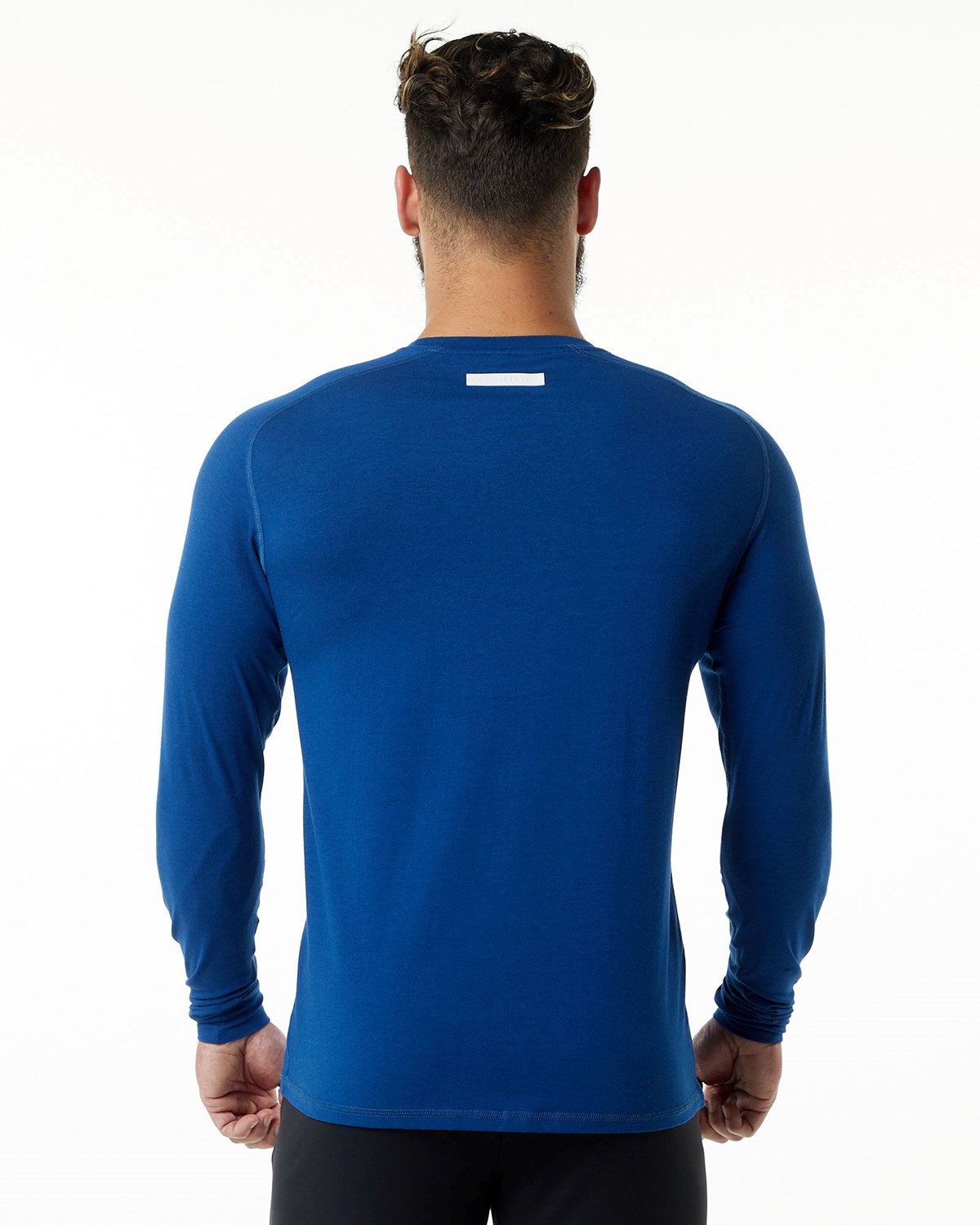 Alphalete Premium Epaulette Long Sleeve Tee Bleu Homme | UDX-38032580