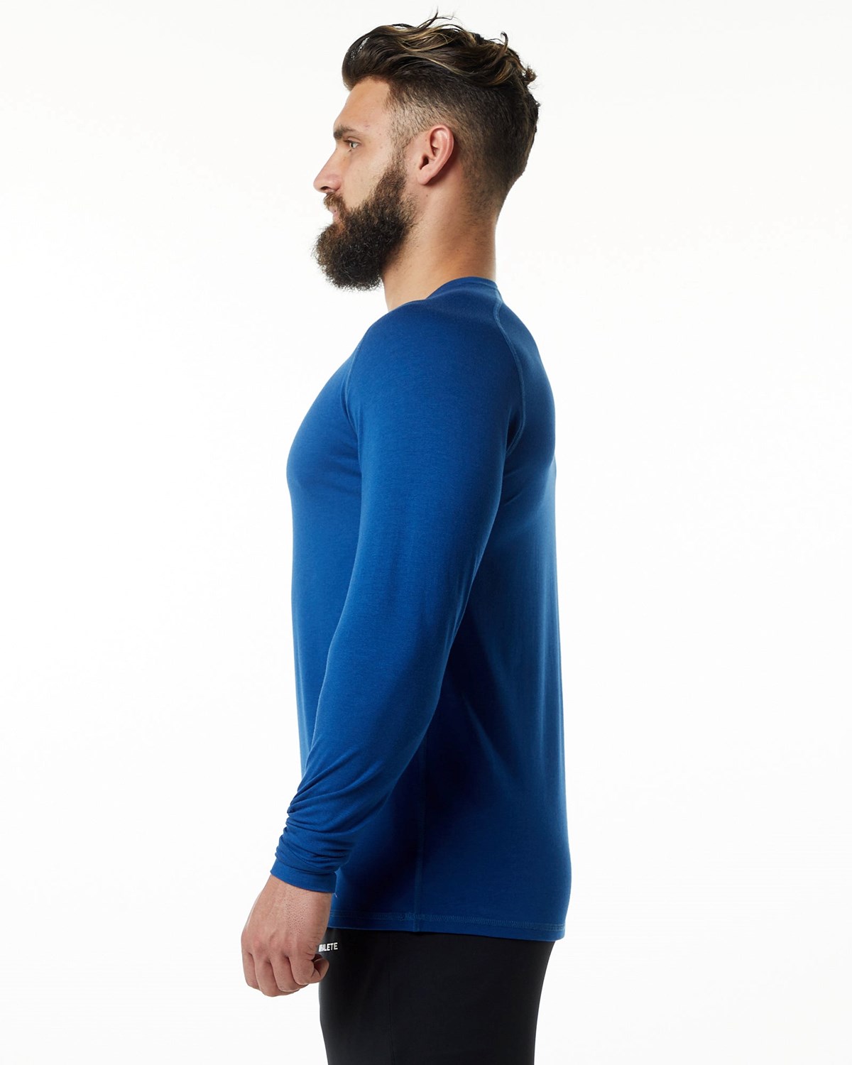 Alphalete Premium Epaulette Long Sleeve Tee Bleu Homme | UDX-38032580