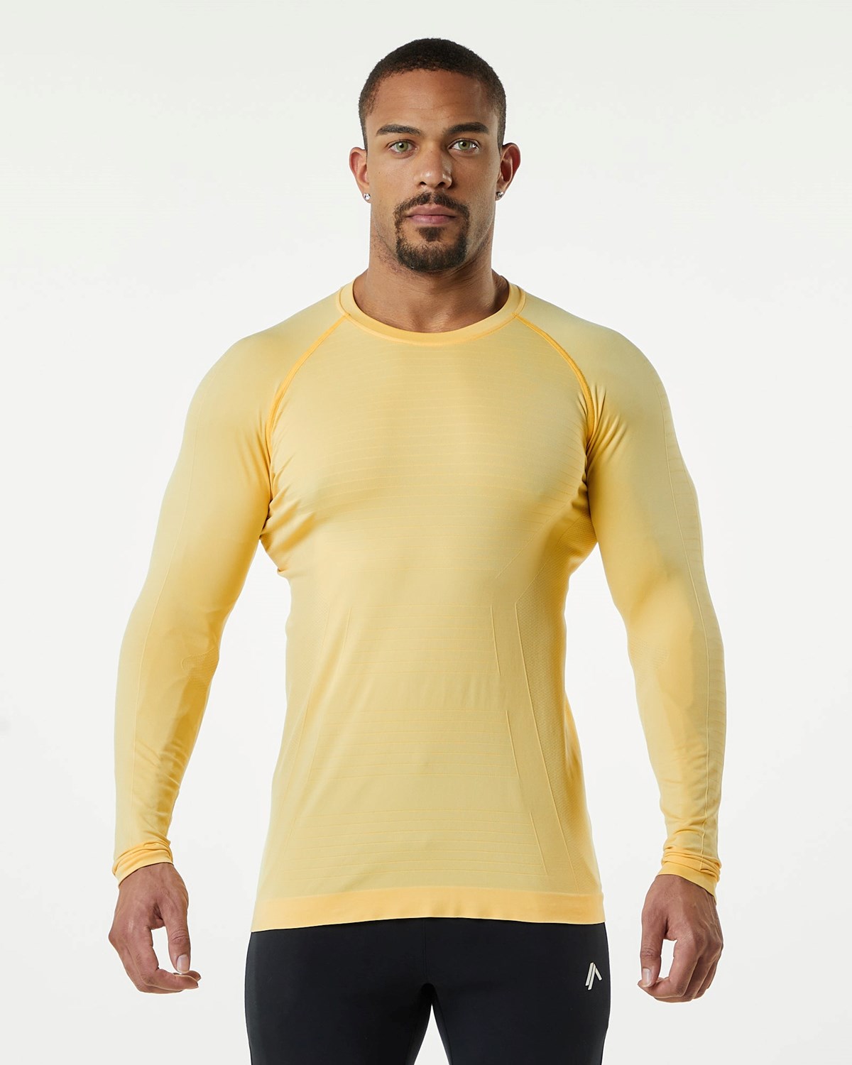 Alphalete High Performance Seamless Long Sleeve Tee Faded Honey Homme | RPQ-22983448