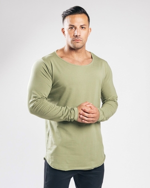 Alphalete Fitted Long Sleeve Vert Homme | EWT-46792073