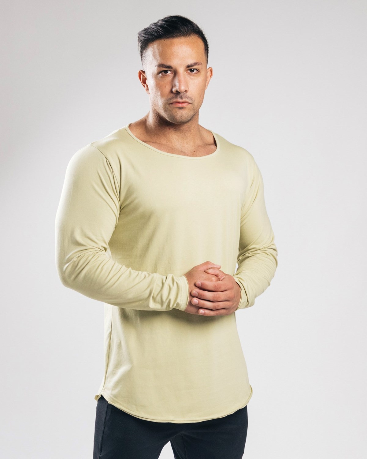 Alphalete Fitted Long Sleeve Vert Olive Clair Homme | OCJ-61222147