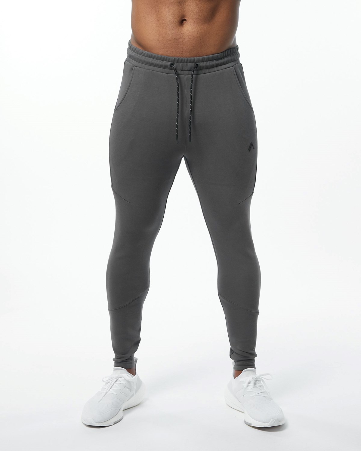 Alphalete Interlock Knit Zip Jogger Charcoal Homme | GWU-11000768