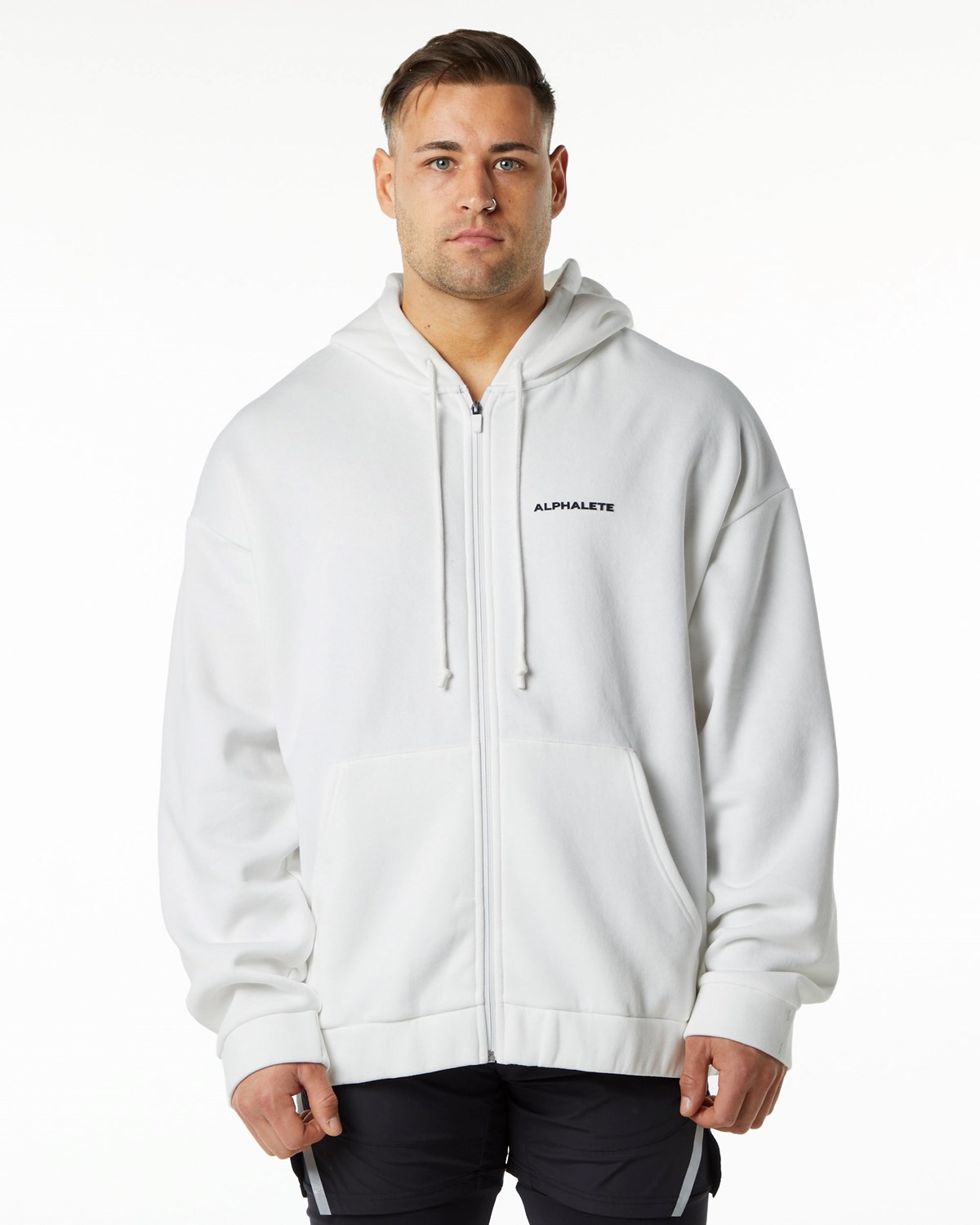 Alphalete Brushed Fleece Full-Zip Hoodie Blanche Homme | XVD-11334206