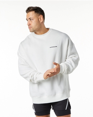 Alphalete Brushed Fleece Crewneck Pull Blanche Homme | JVU-85872449