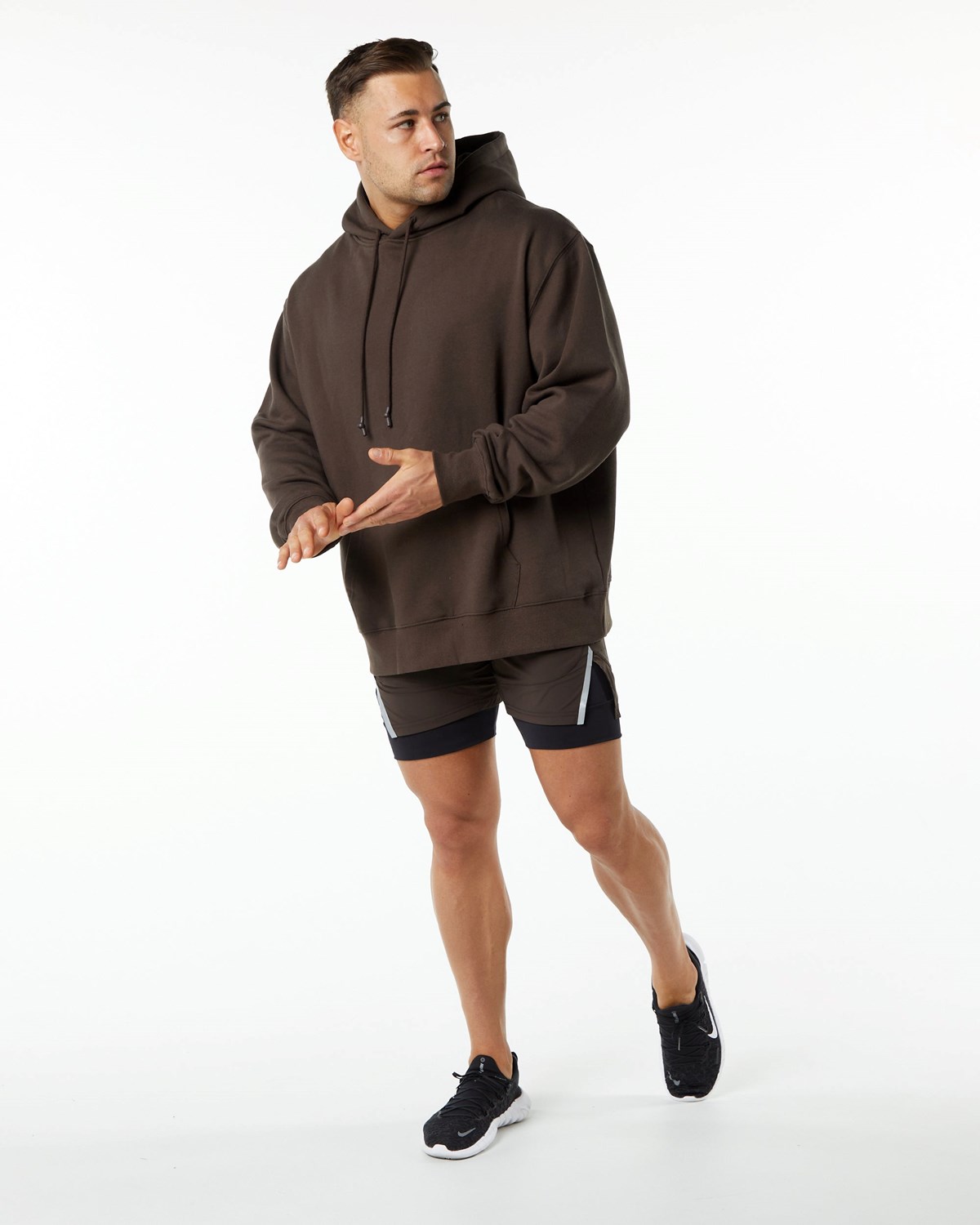 Alphalete Brushed Fleece Graphique Hoodie Marron Homme | IDZ-31317512