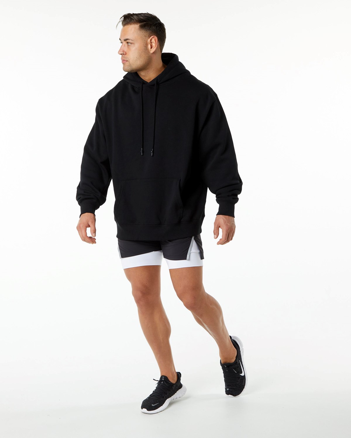 Alphalete Brushed Fleece Graphique Hoodie Noir Homme | ZLC-86183255