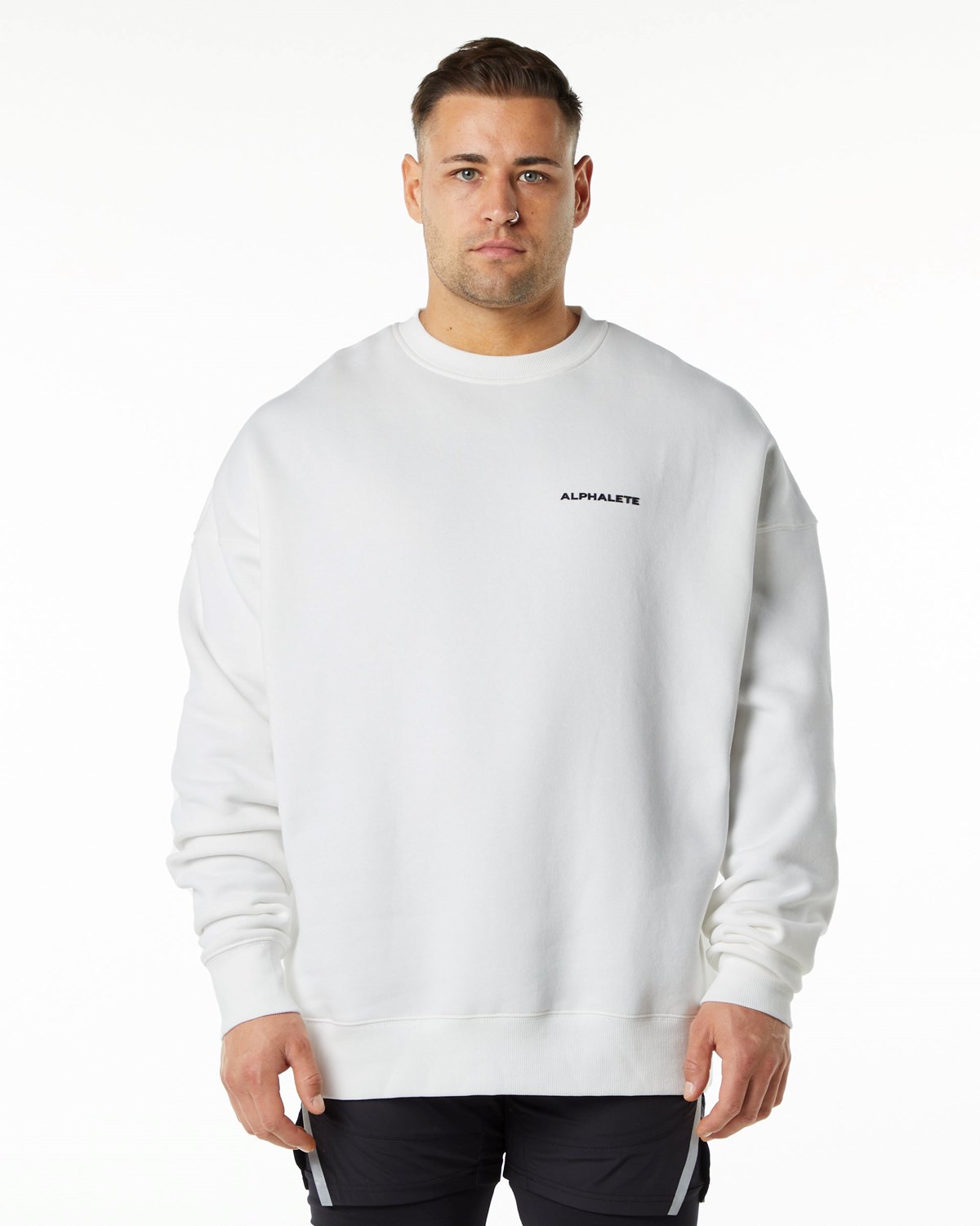 Alphalete Brushed Fleece Crewneck Pull Blanche Homme | JVU-85872449