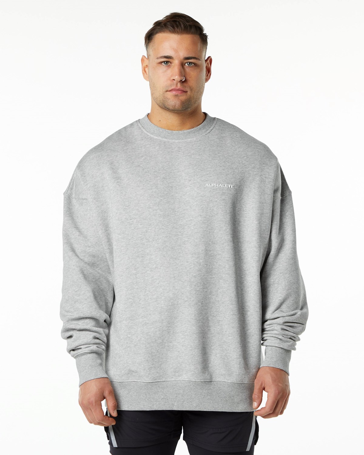 Alphalete Brushed Fleece Crewneck Pull Grise Homme | HMP-42973822