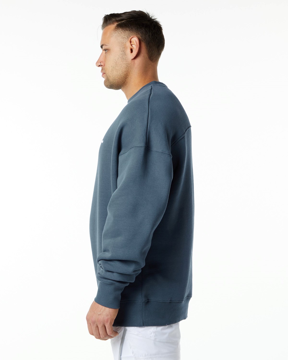 Alphalete Brushed Fleece Crewneck Pull Bleu Homme | BKF-10744561