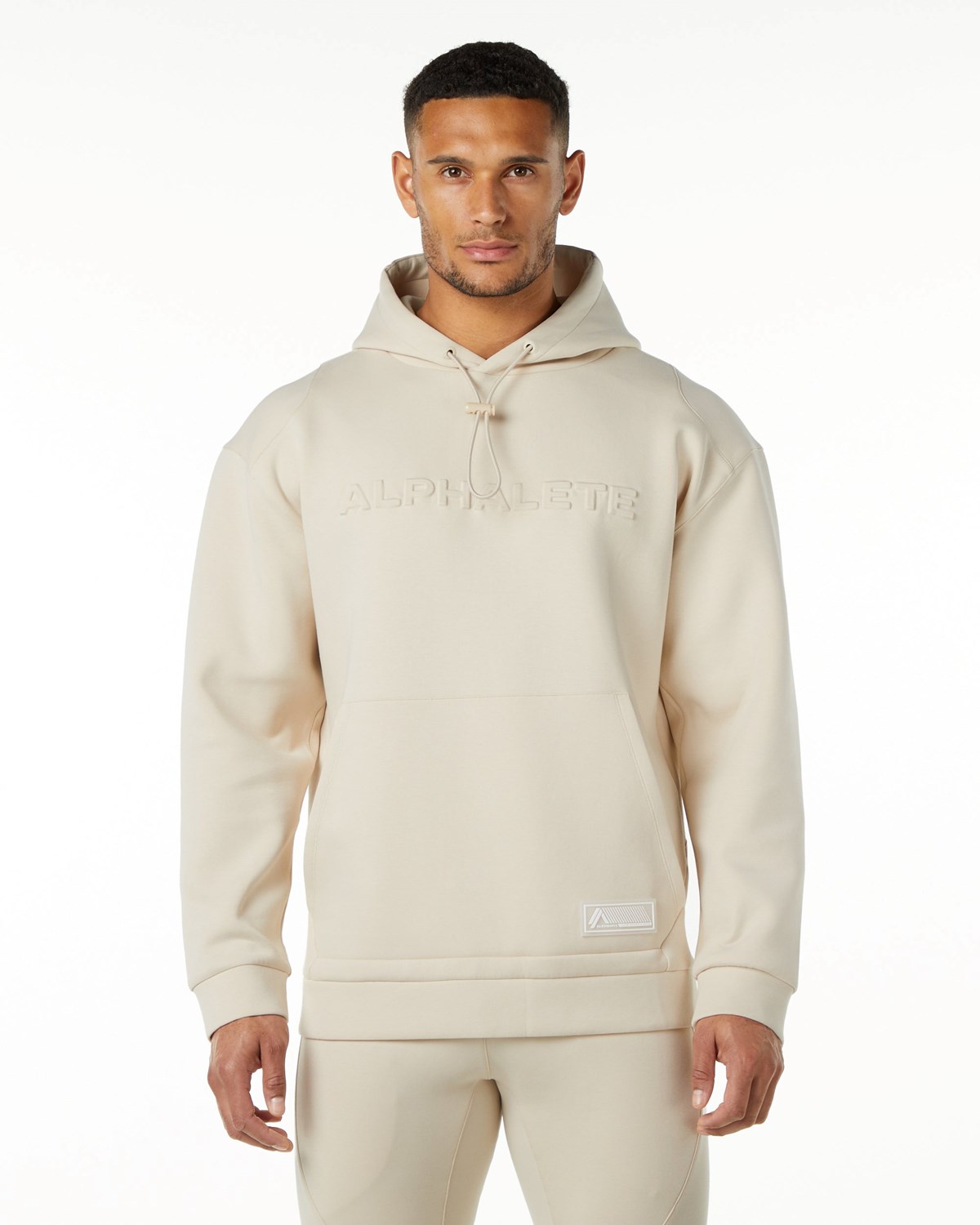 Alphalete Relaxed Interlock Knit Hoodie Vanilla Homme | LMB-40801647