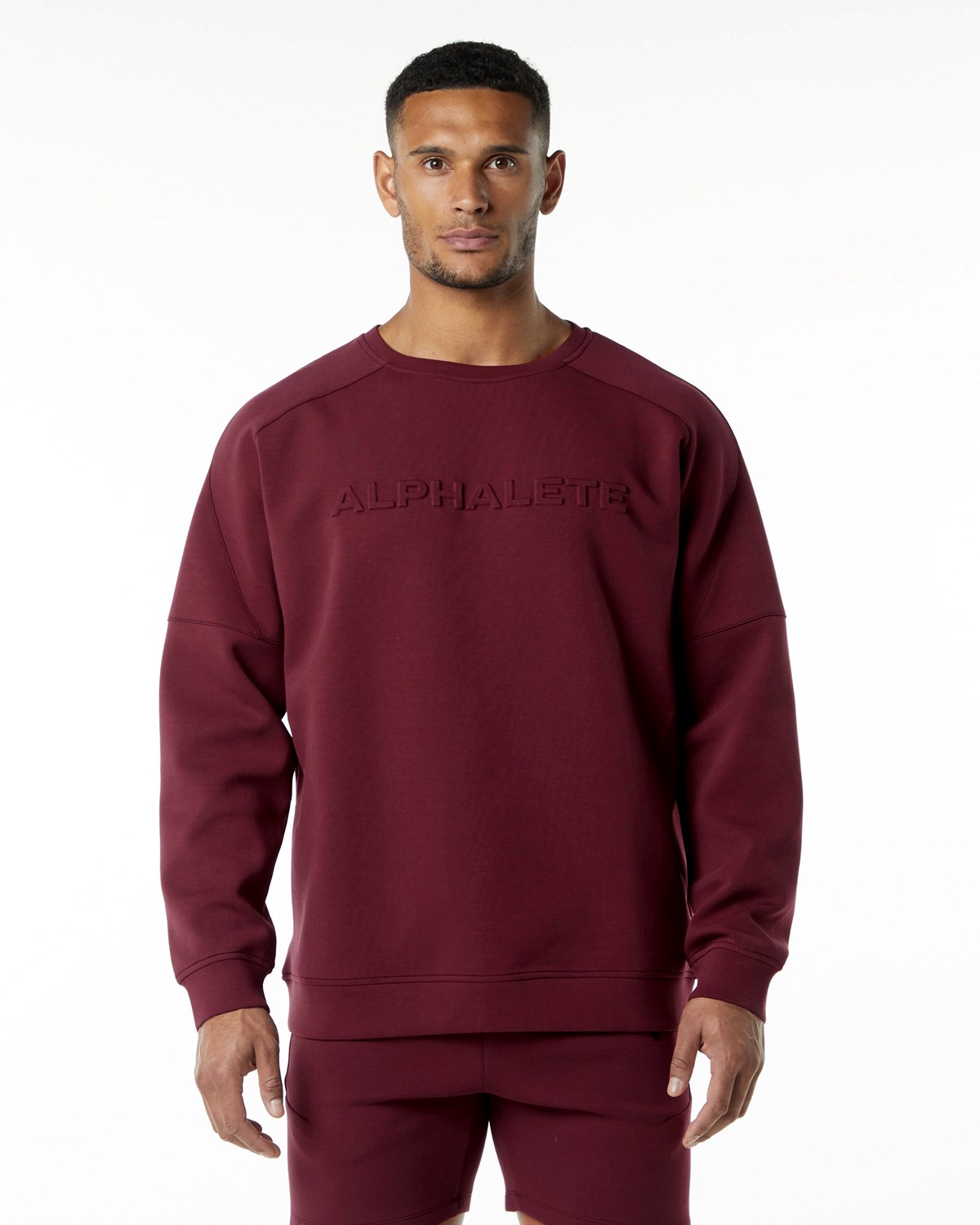 Alphalete Relaxed Interlock Knit Pullover Bordeaux Homme | EXU-67344885