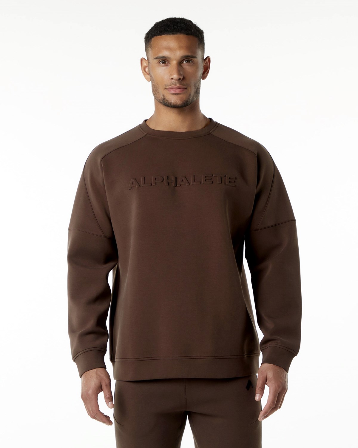 Alphalete Relaxed Interlock Knit Pullover Marron Homme | LQQ-79720251