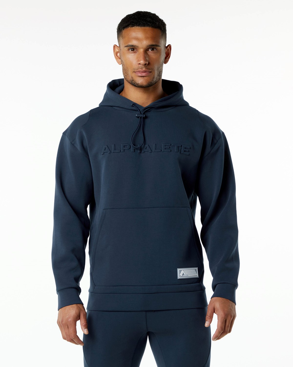 Alphalete Relaxed Interlock Knit Hoodie Bleu Marine Homme | KVQ-25569773