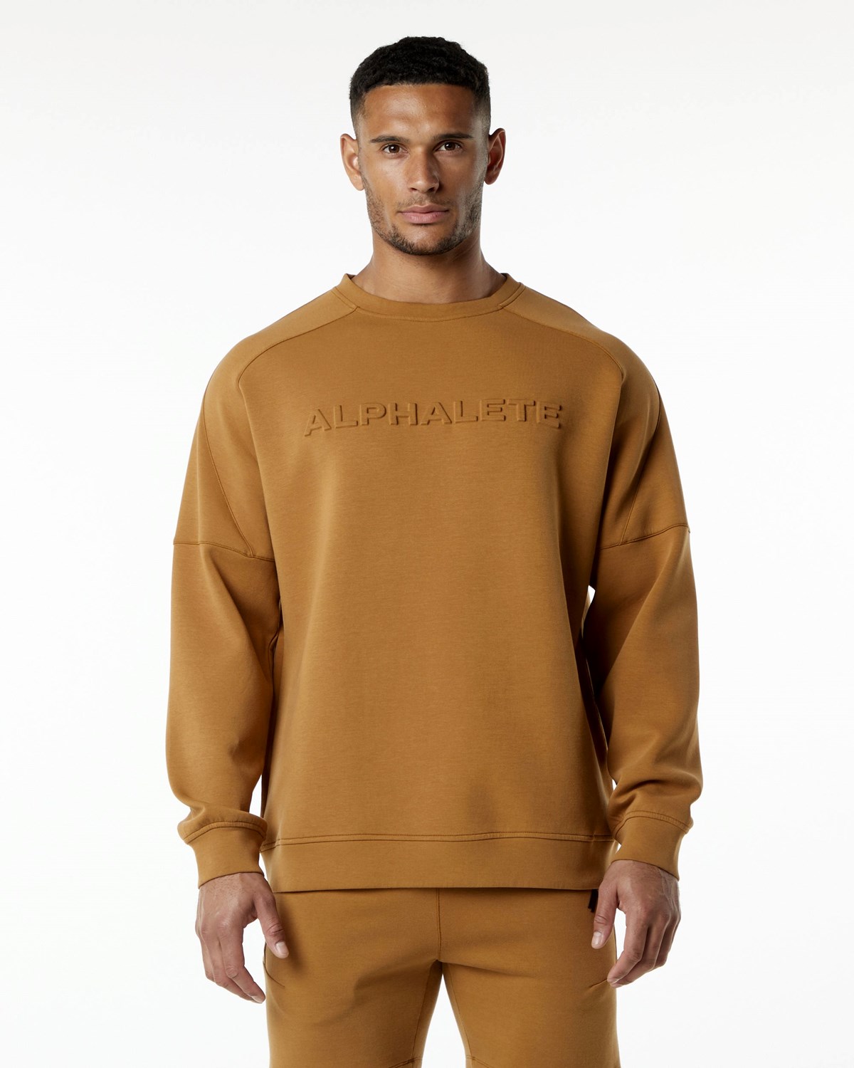 Alphalete Relaxed Interlock Knit Pullover Almond Homme | CGY-03429375