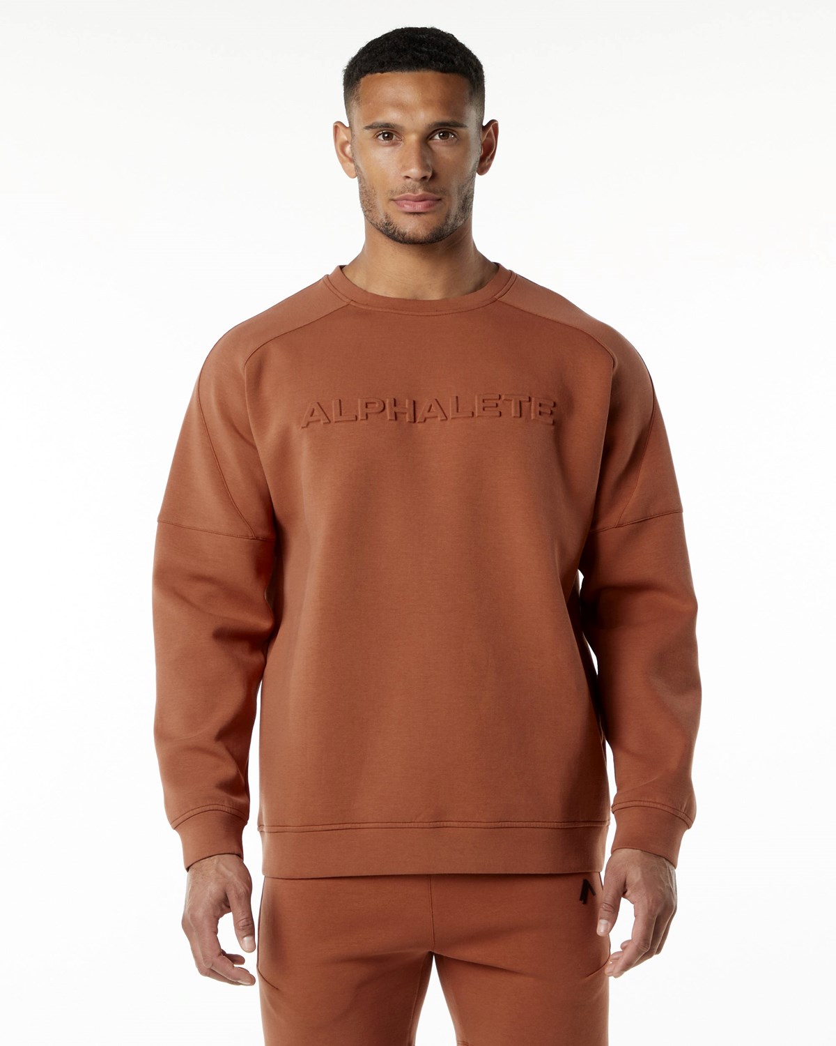 Alphalete Relaxed Interlock Knit Pullover Brick Homme | MSI-43888662