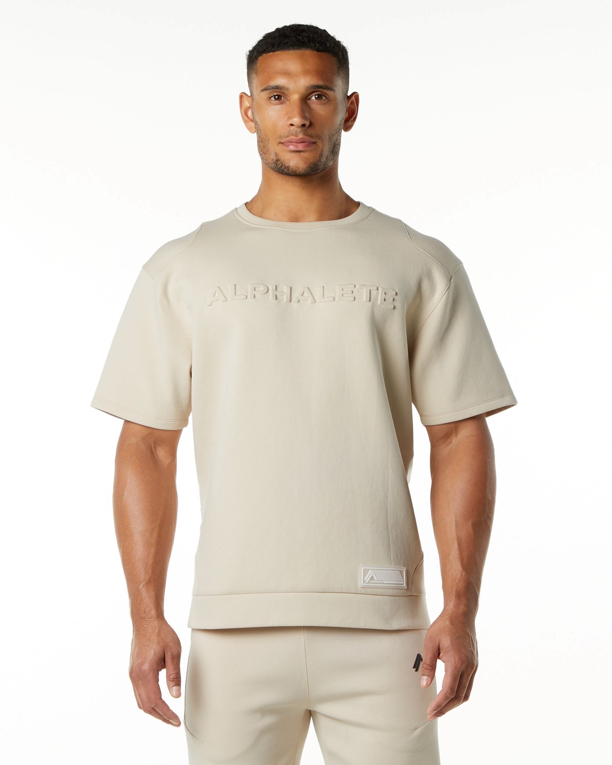 Alphalete Relaxed Interlock Knit Pullover Vanilla Homme | VSB-75109965