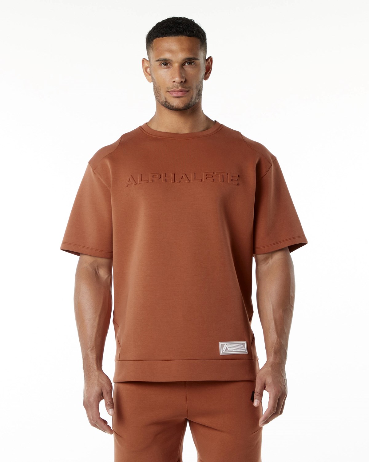 Alphalete Relaxed Interlock Knit Pullover Brick Homme | DGJ-79964180