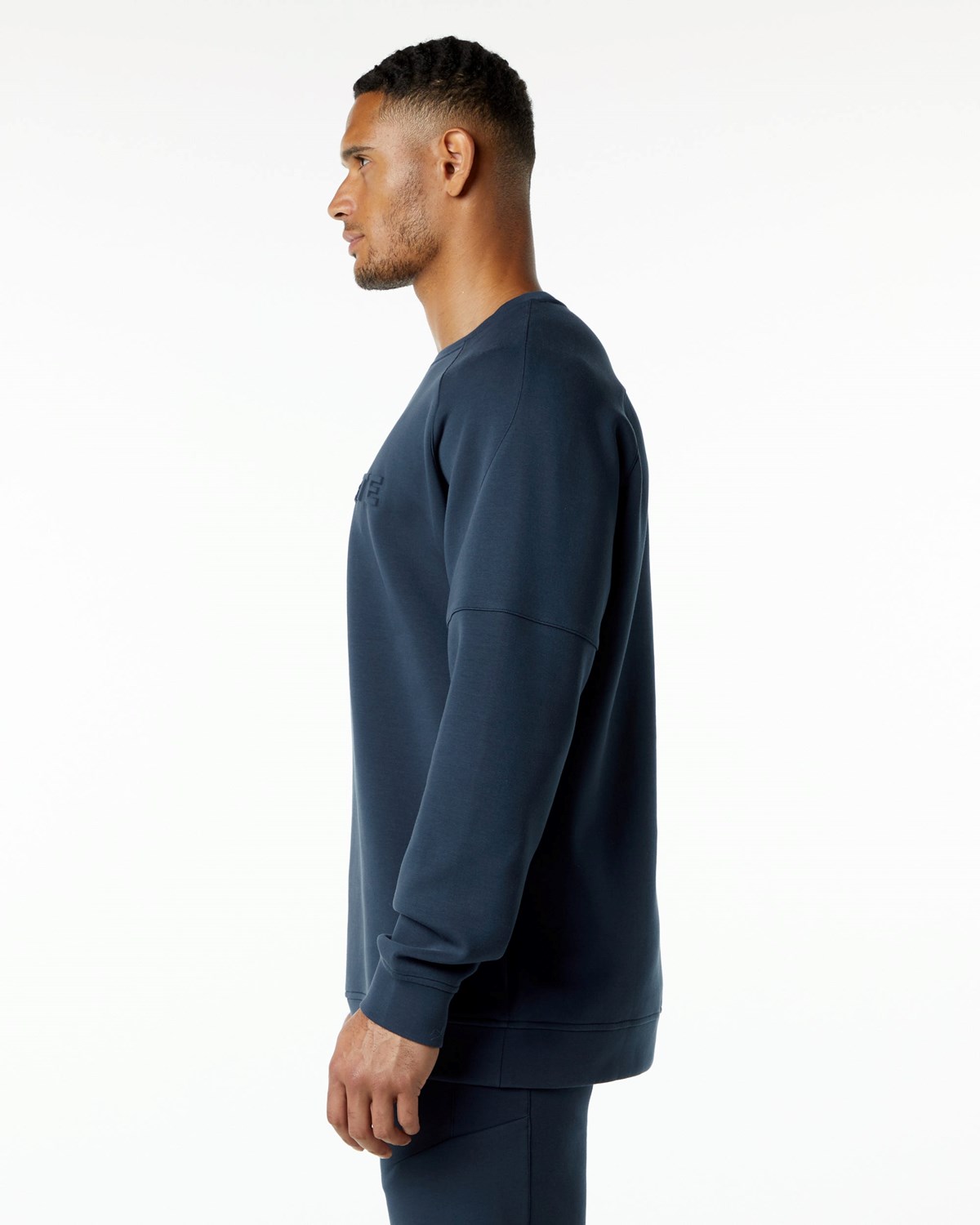 Alphalete Relaxed Interlock Knit Pullover Bleu Marine Homme | ABU-30188352