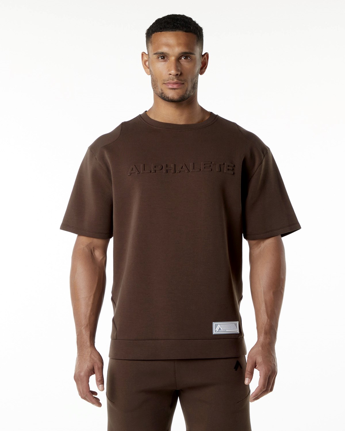 Alphalete Relaxed Interlock Knit Pullover Marron Homme | IYD-14508497