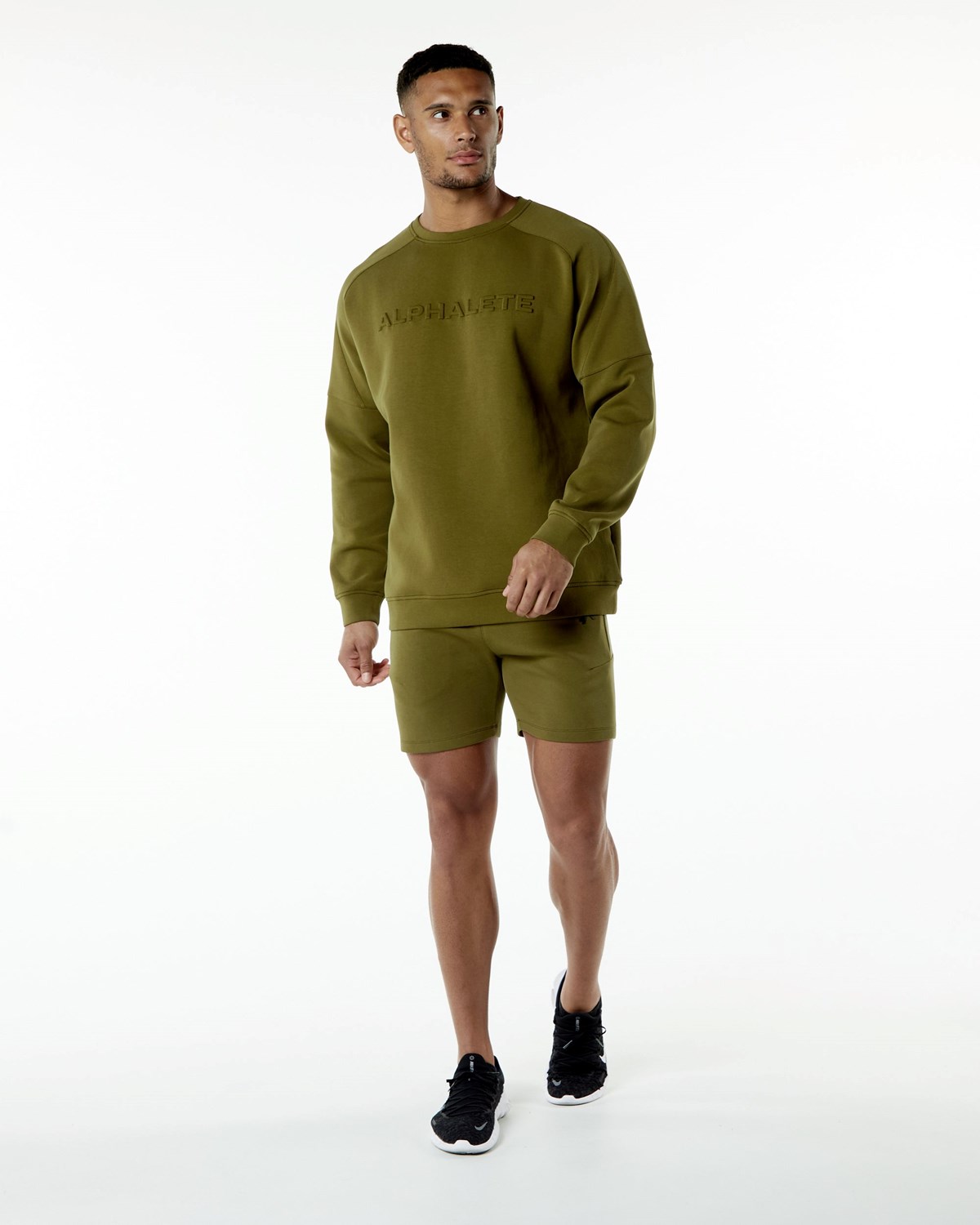 Alphalete Relaxed Interlock Knit Pullover Moss Homme | QTU-87439471