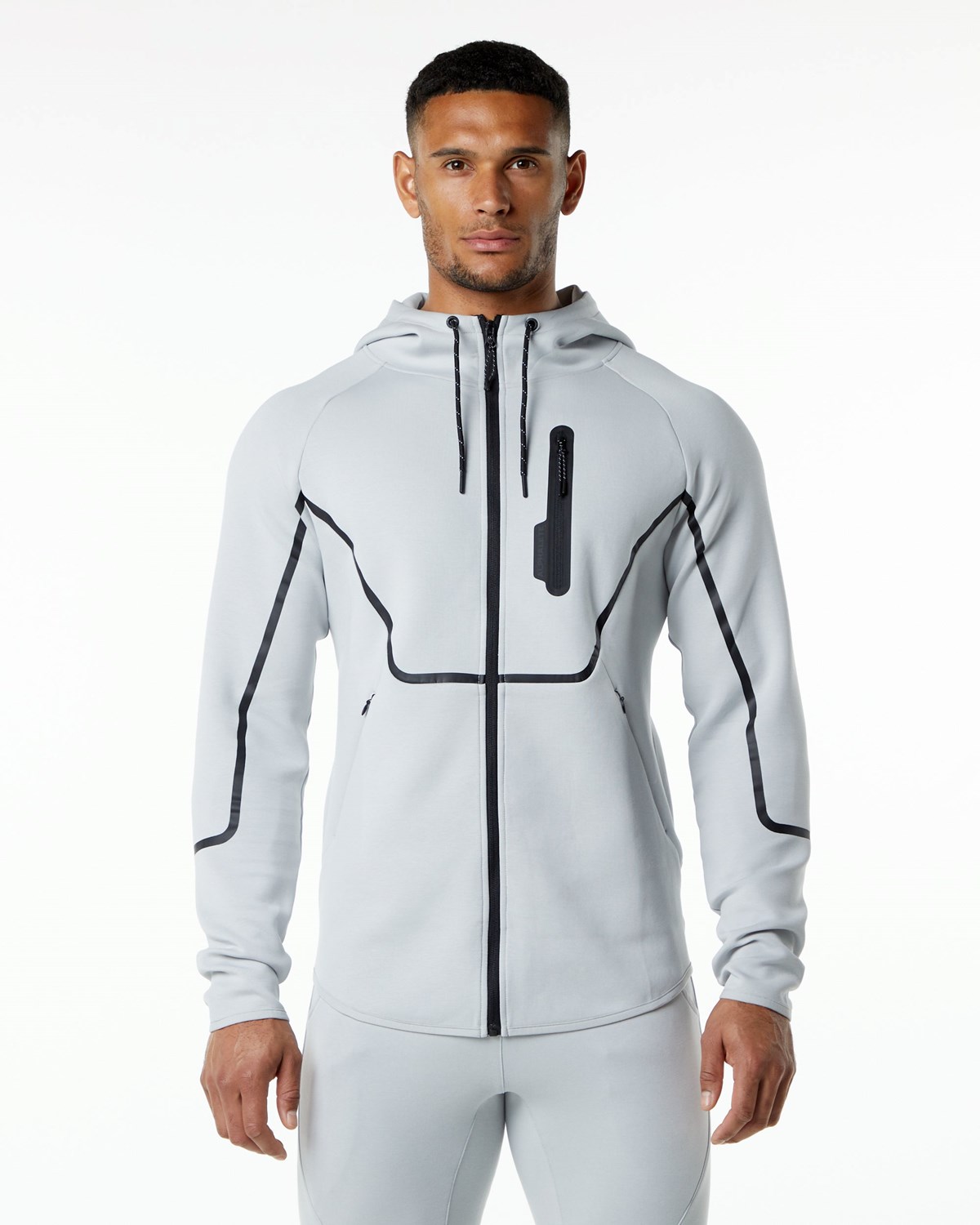 Alphalete Interlock Knit Full-Zip Hoodie Grise Homme | RNV-03845321