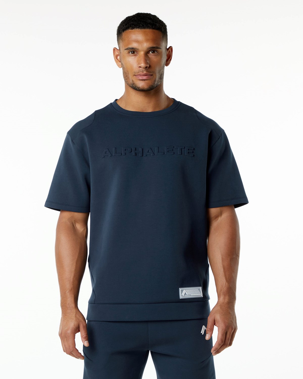 Alphalete Relaxed Interlock Knit Pullover Bleu Marine Homme | HQA-65100605